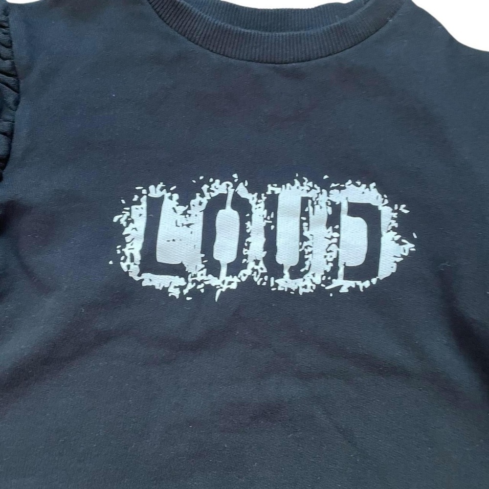 Loud Apparel Sweet Black Sweatshirt Dress Loose Fit Size 12 Ruffle Long Sleeve - Picture 6 of 12